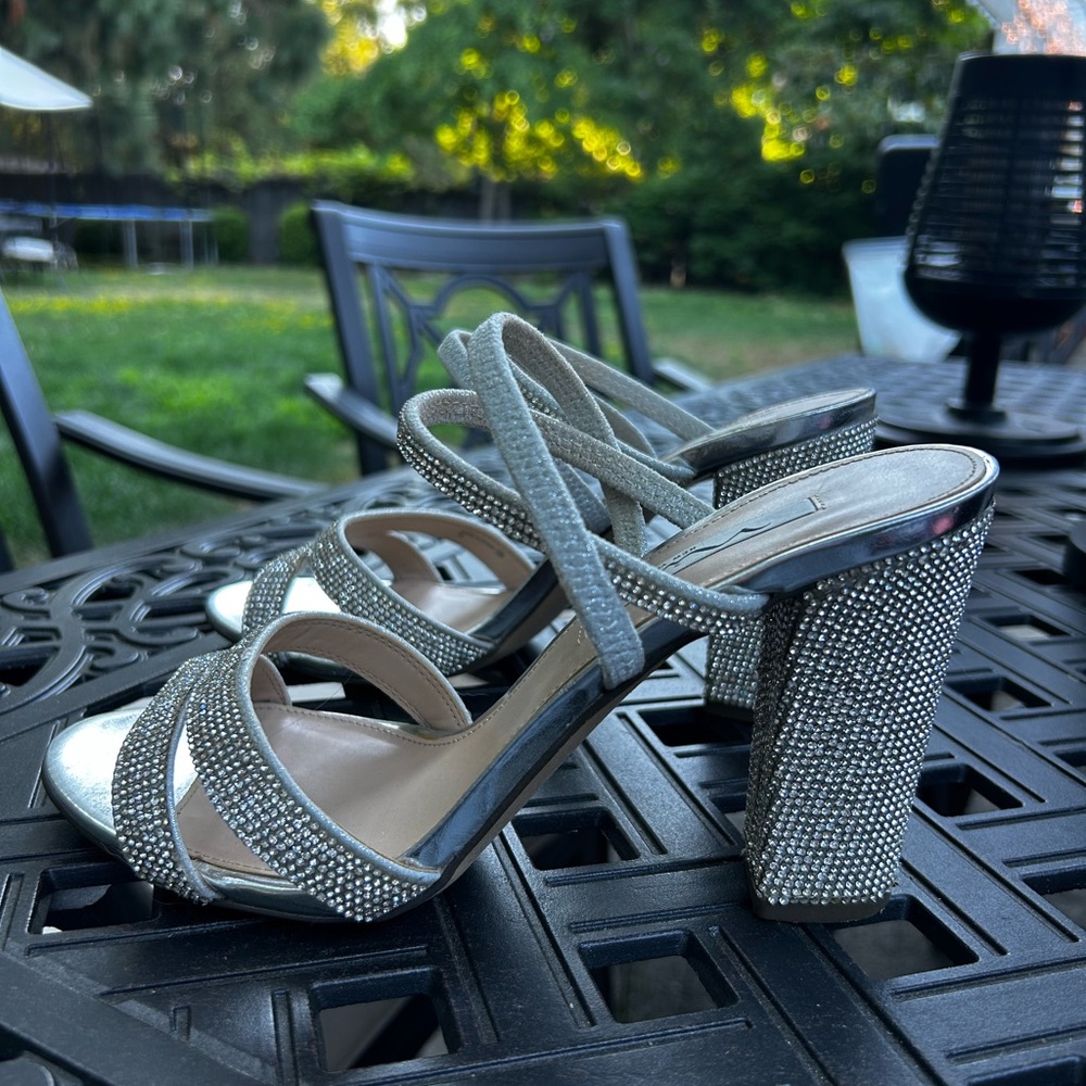 Silver High Heels with Reflective Accents